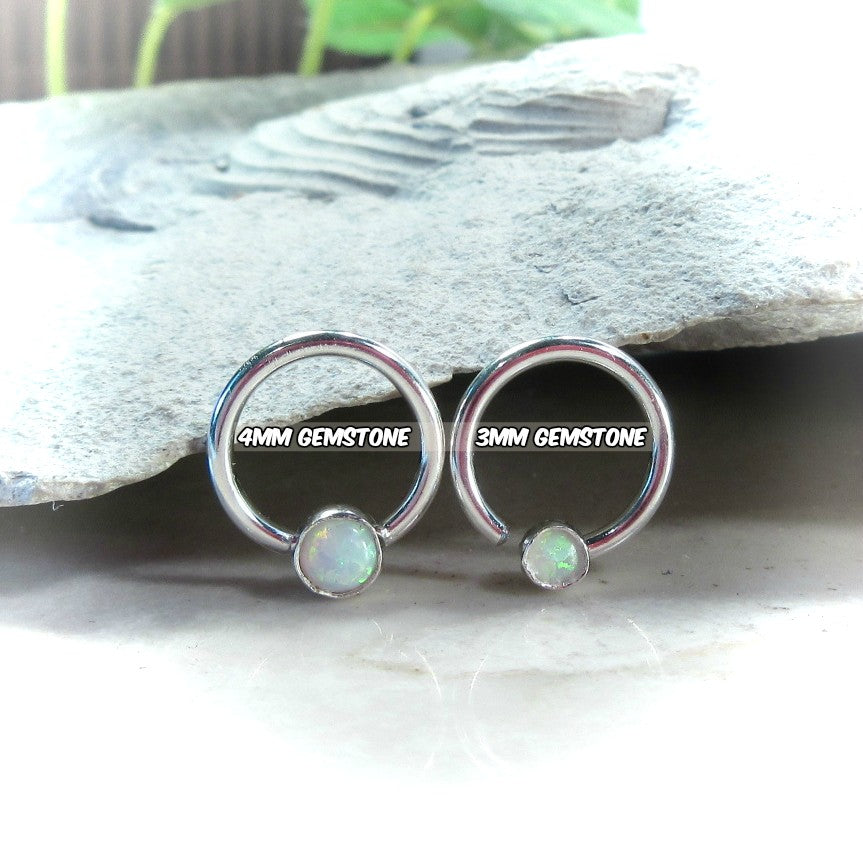 Septum Ring with 4mm Gemstone SINGLE - 16 Gauge, Choose Your Diameter and Metal