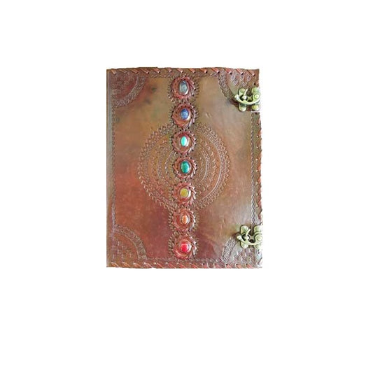 Journal Leather Blank Chakra Stones 10x13