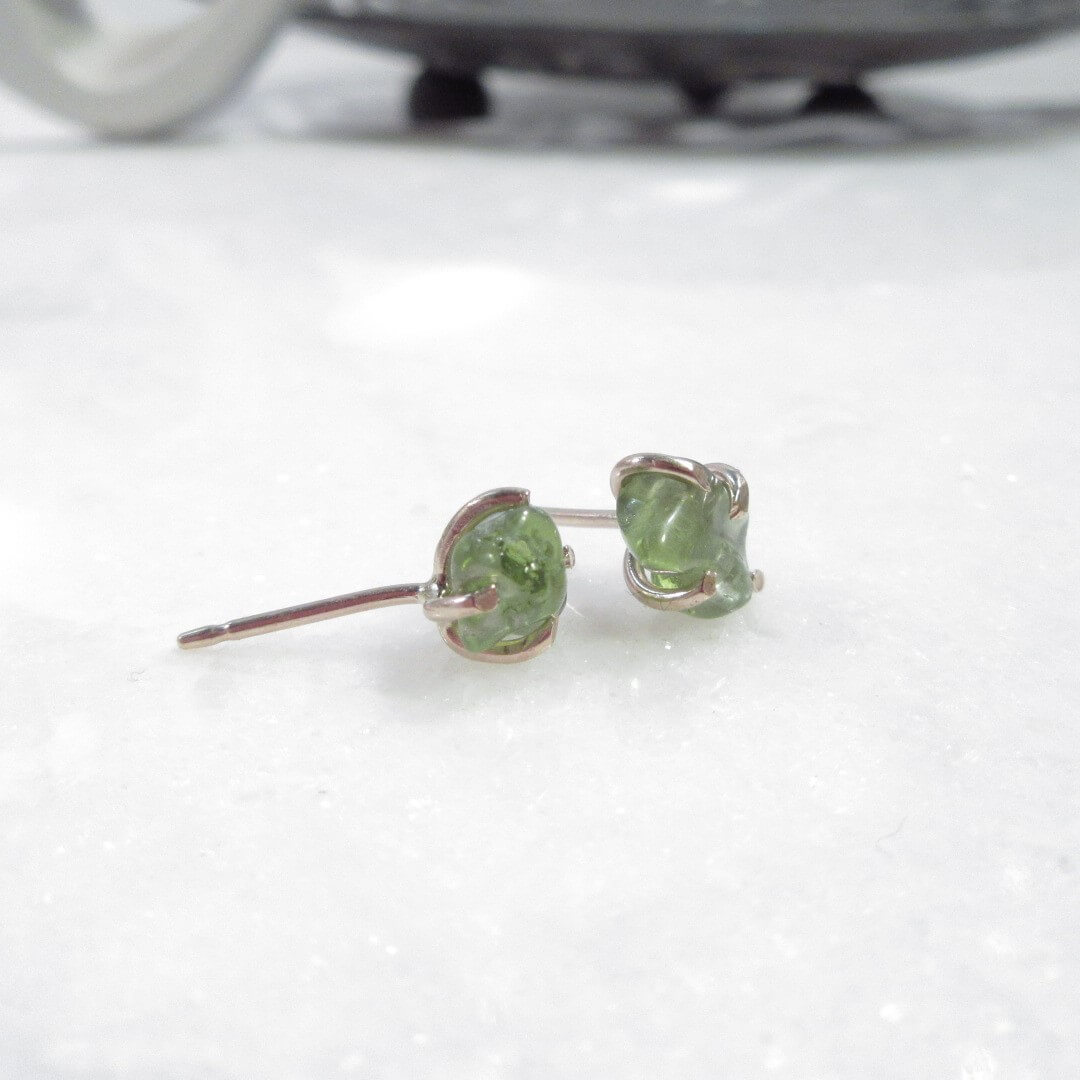 Post Earring Raw Gemstone Peridot Choose Your Metal