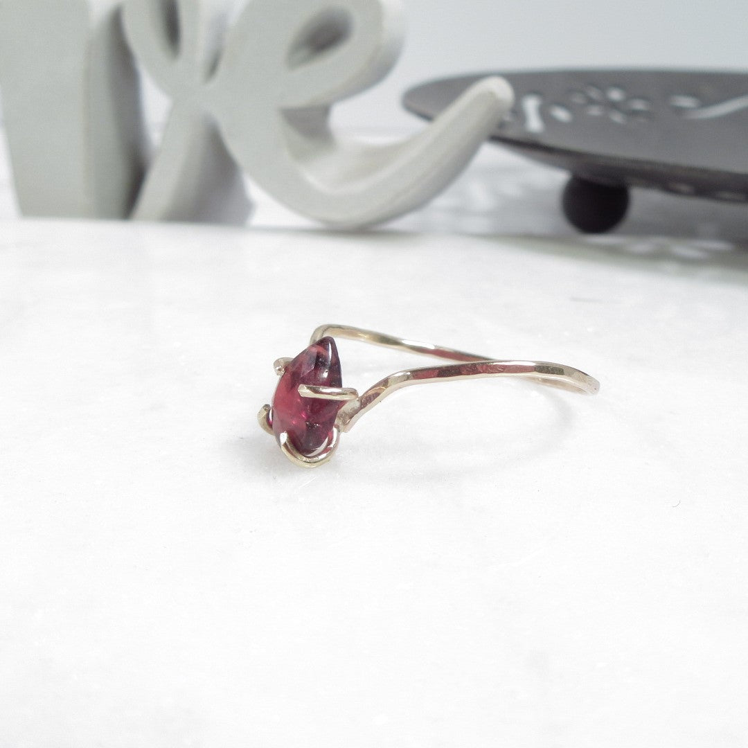 Rings Raw Gemstone Garnet Drop Choose Your Metal and Size