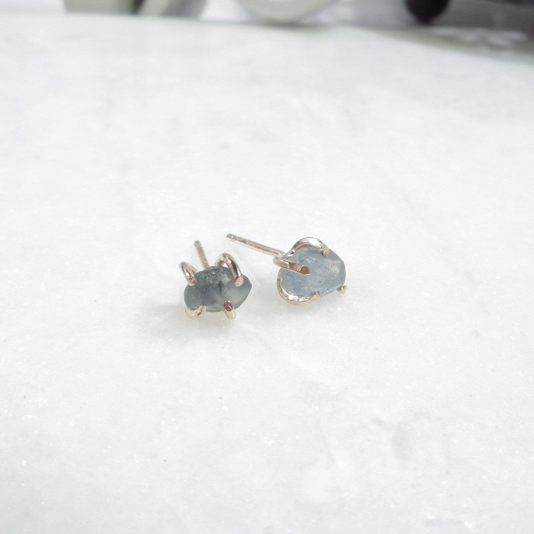 Post Earring Raw Gemstone Montana Sapphire Choose Your Metal