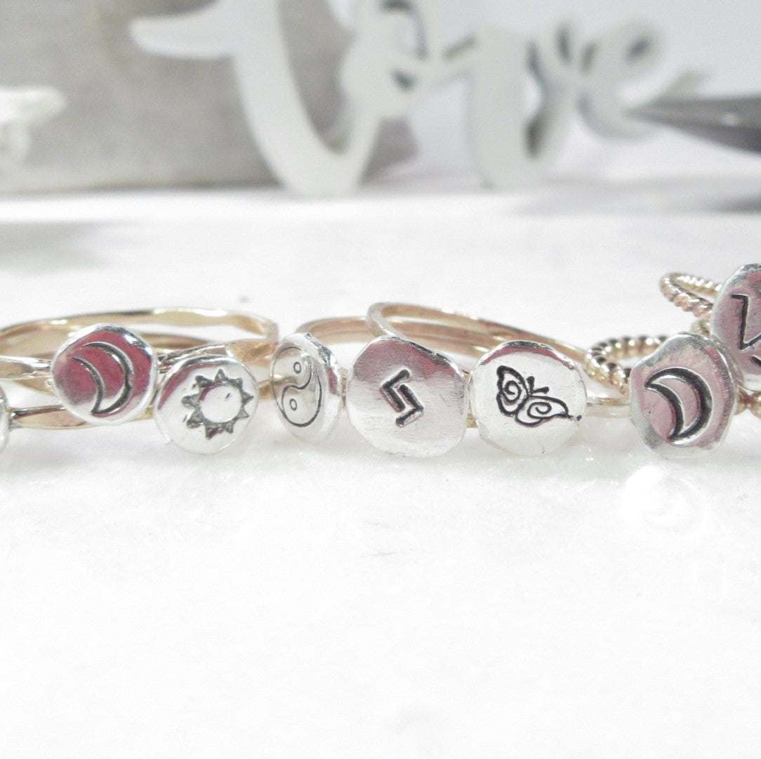 Nugget Stacking Rings Runes - Mixed Metals Choose Your Band & Symbol