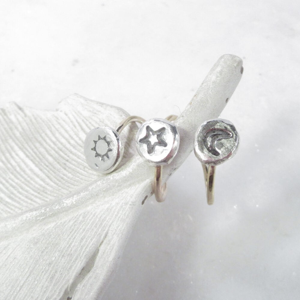 Nugget Triple Ring Sun Moon & Star- Mixed Metals Choose Your Band