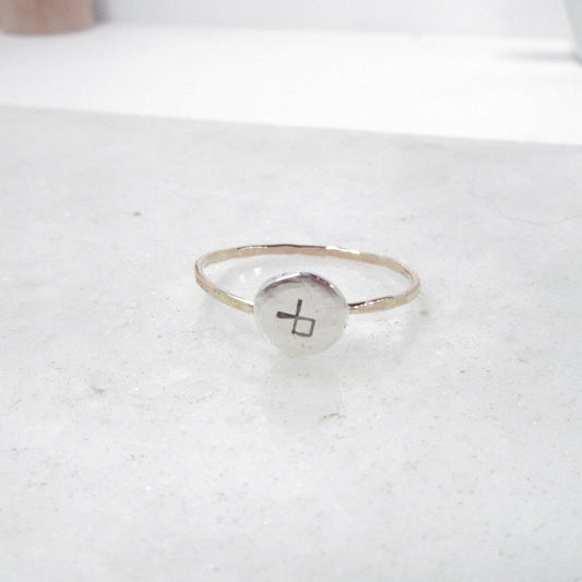 Nugget Stacking Ring Runes - Mixed Metals Choose Your Band & Symbol