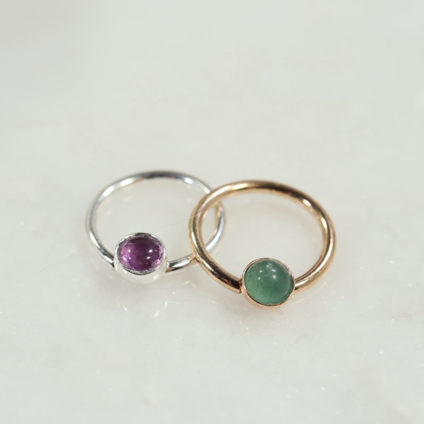 Septum Ring with 4mm Gemstone SINGLE - 16 Gauge, Choose Your Diameter and Metal