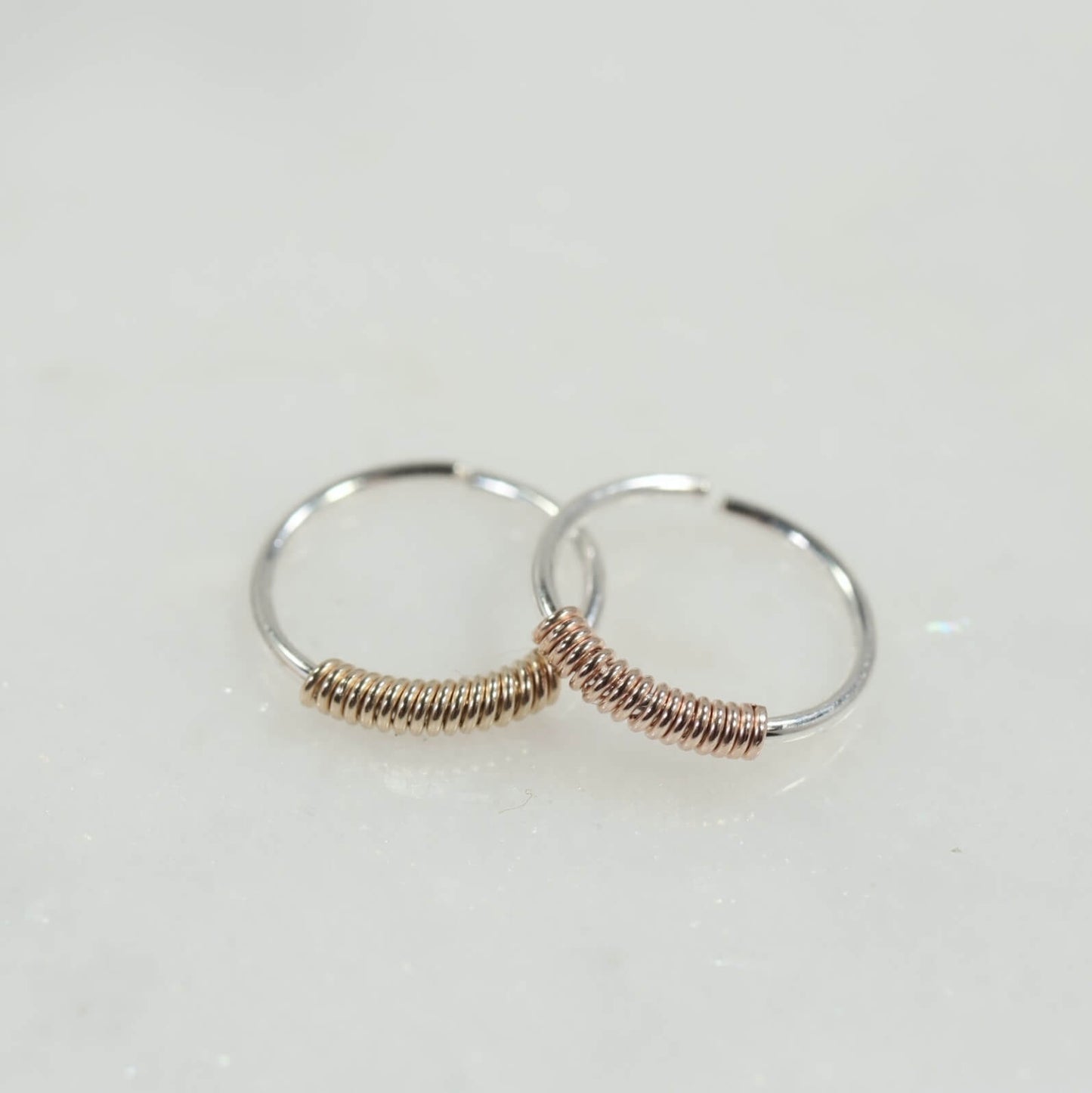 Cartilage Hoop Earring Wrapped - Endless, Choose Your Diameter, Gauge, Mixed Metals