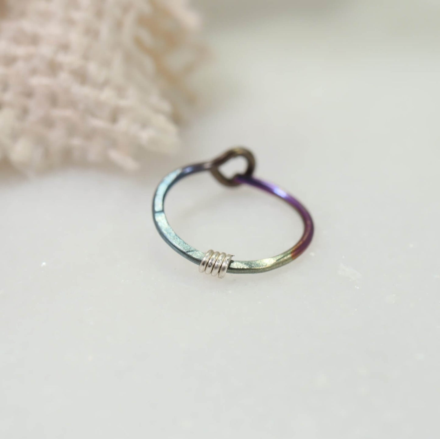 Cartilage Hoop Niobium Hammered & Wrapped - Choose Your Color, Gauge, Diameter