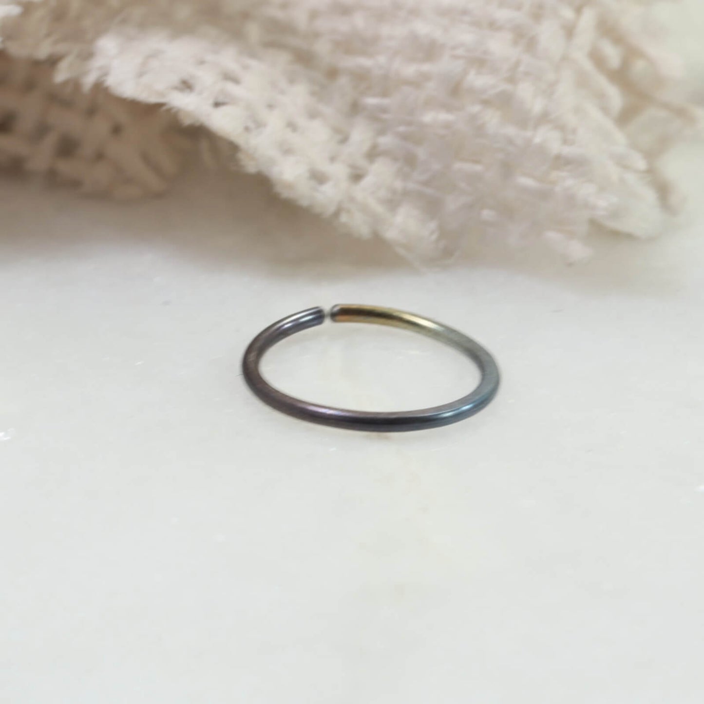 Nose Ring Endless Hammered - Niobium, Choose Your Size & Color