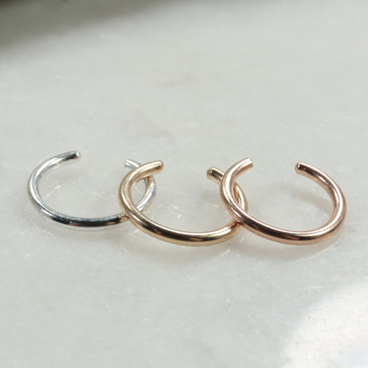 Ear Cuff Plain - No Pierce, Choose Your Size, Choose Your Metal