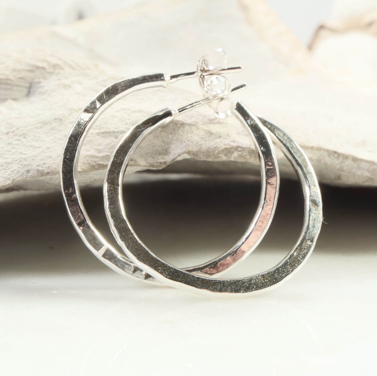 Hoop Earring Hammered 1.5 inch Choose Your Metal