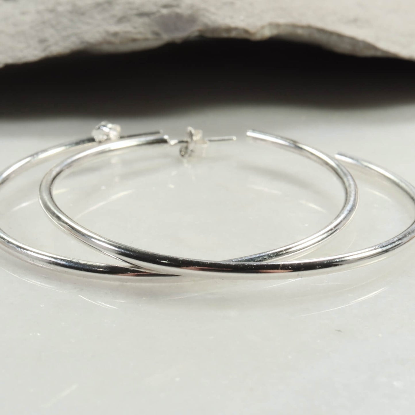 Hoop Earring Plain 1.5 inch Choose Your Metal