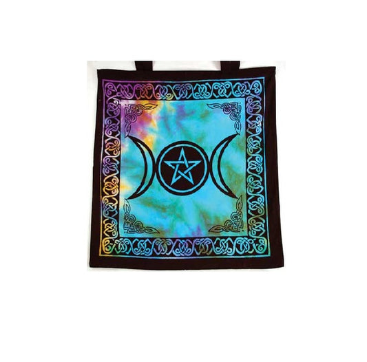 Triple Moon Pentagram Tote Bag