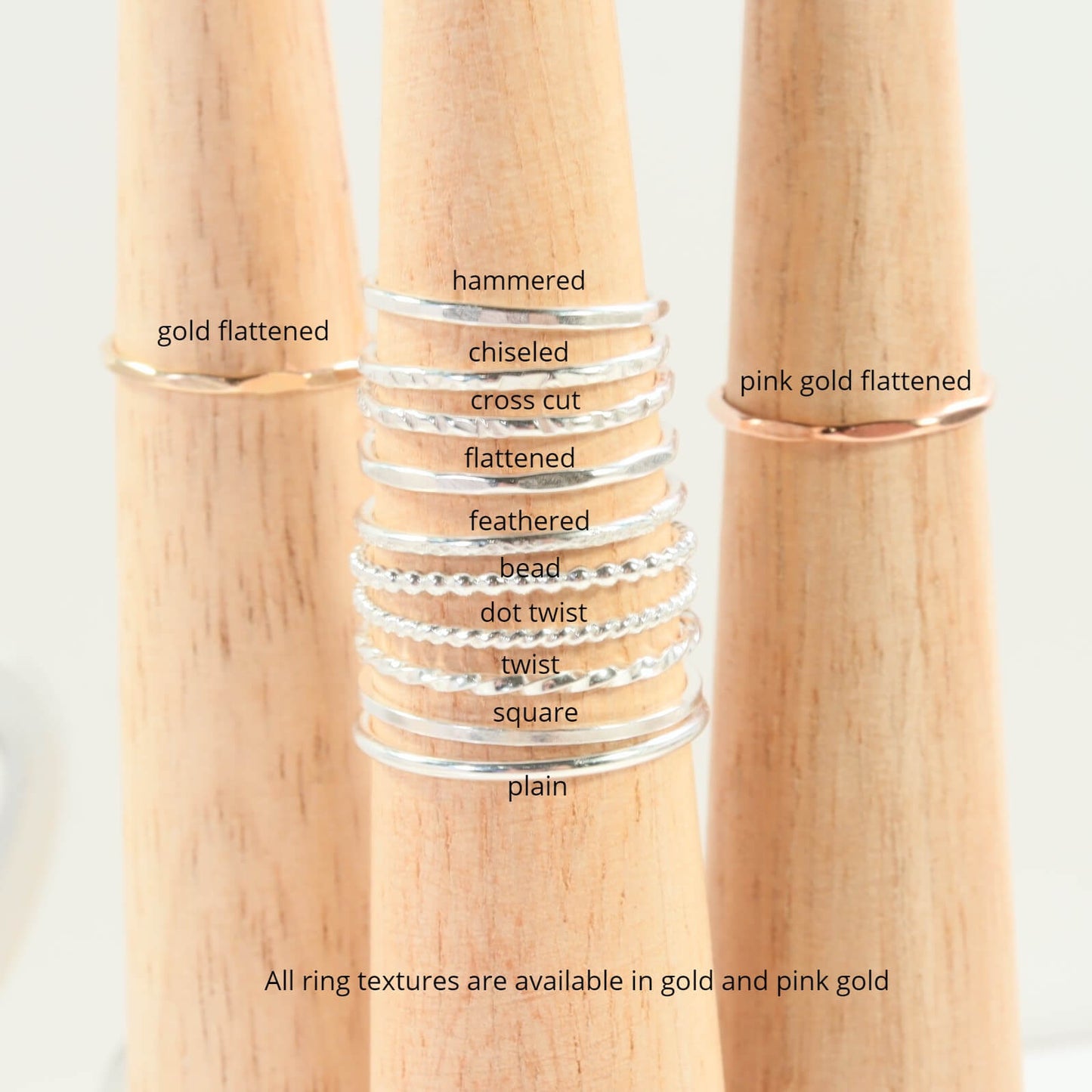 Nugget Stacking Rings Design Symbols - Mixed Metals Choose Your Band