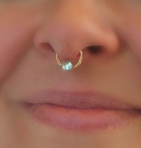 Septum Ring with 4mm Gemstone SINGLE - 16 Gauge, Choose Your Diameter and Metal